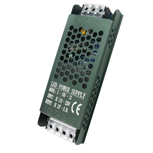 Image of 12V 8.3A 100W Switching Power Supply LED Driver, Universal Regulated LED Transformer, AC 110V-220V to DC 12V Converter LED Adapter for Strip Light, Lamp, CCTV Camera System, Radio