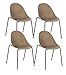 Set di 4 Sedie in Polipropilene Impilabili con Struttura in Metallo HARING, Colore Tortora Marrone Chiaro, 51 x 50 x 79cm