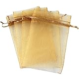A&S Creavention® Basic Elegant Organza Drawstring Jewelry Pouches Bag Party Wedding Gift Bags 6x9 Inches (60pcs, Gold)