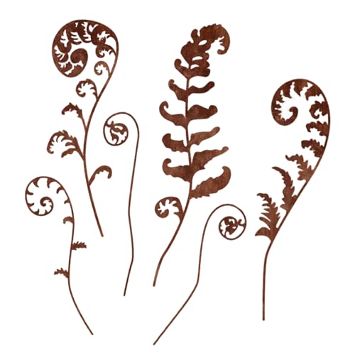 Cosswe 6 Stück Rost Gartenstecker,Gartenschild Gartendeko Roststecker Metall Pflanzen Dekoration für Outdoor Hof Rasen Garten Dekoration