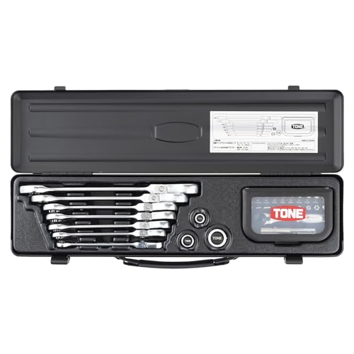 トネ(TONE) 首振クイックラチェットめがねレンチビットラチェットセット RMFQ700BRBK 差込角6.35mm&9.5mm&12.7mm&ビット差込(1/4"&3/8"&1/2"&ビット差込) ブラック 内容32点