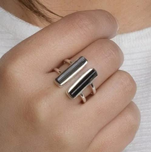 Black Tourmaline Ring Natural Gemstone 925 Solid Sterling Silver Handmade Ring3