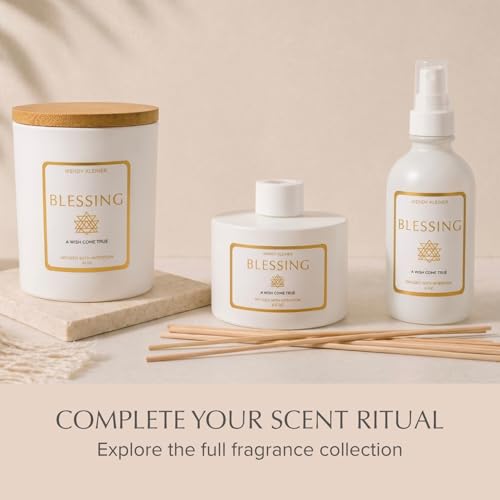 Image of Blessing Scented Reed Diffuser Phthalate-Free 6.5 oz | White Tea, Sage & Eucalyptus | A Wish Come True | Cleansing Aromatherapy Home Fragrance