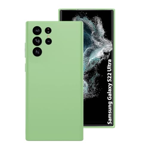 Image of LIRAMARK Liquid Silicone Soft Back Cover Case for Samsung Galaxy S22 Ultra (Mint Green)