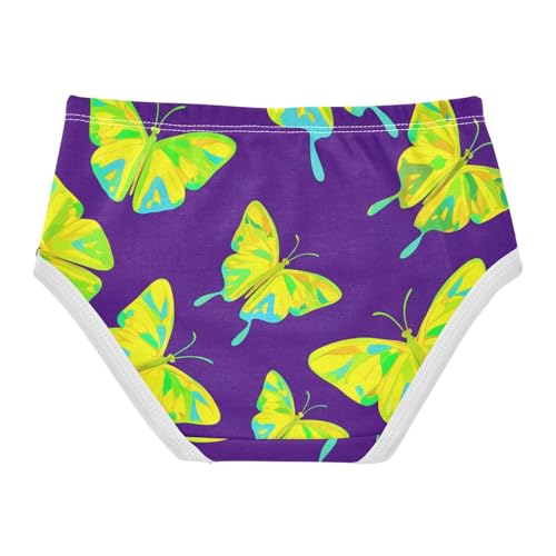 Toddler Underwear Floral 2t Cotton Panties for Girl Funny Kids Undies Briefs Yellow Teal Butterflies Purple2