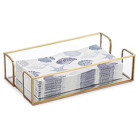 BTSKY Gold Glass Napkin Holder Box Cover