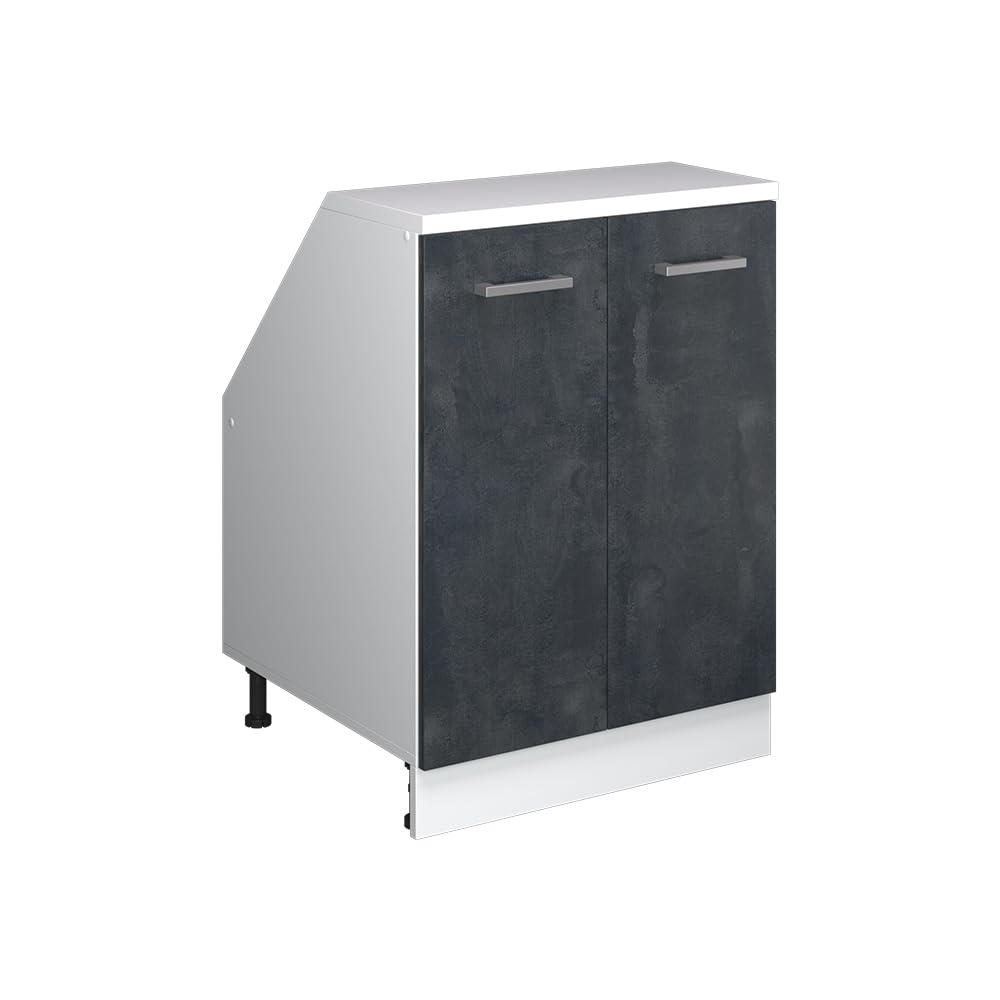 Vicco Wardrobe for sloping ceiling Rion, Black concrete/White — image 1