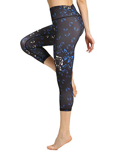 FLYILY Femme Taille Haute Short Sport Fitness Gym Yoga Pantalon Été Taille Élastique Legging De Sport(Butterfly,L)