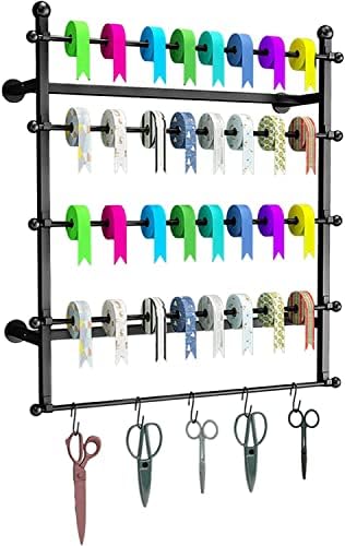 Crafts Ribbon Holder Organizer Rack Modern Wall Mount Ribbon Holder, Vertical Thin Scarf Organizer Stand, Towel Display Rack, for Home Cloakroom Store (Color : Black, Size : 80X80Cm/31.5X31.
