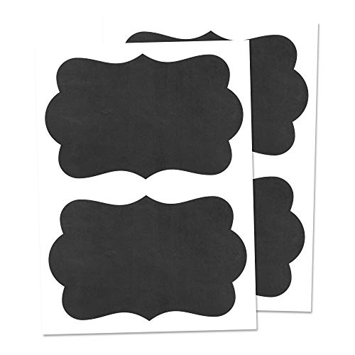 50 Pack, Large Chalkboard Labels Stickers – Cloud Design, 6″ x 4″ | Erasable and Reusable