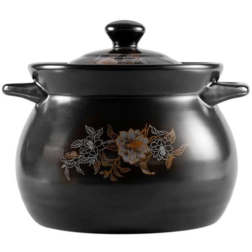 Olla de cerámica for cocinar, cacerolas pequeñas cobre, cacerola negra con tapa, olla barro for, sopa resistente al calor