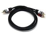 Monoprice 102869 3-Feet Premium 2 RCA Plug to 2 RCA Plug 22AWG Cable - Black (2 Pack)