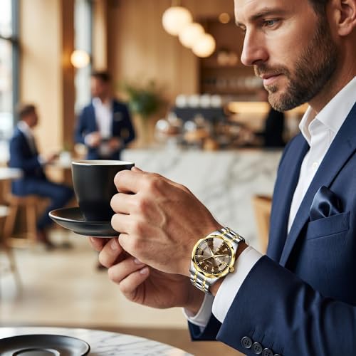 Image of LONGBO Zenith Diamond Analog Watch for Men Business Stainless Steel Watches Luxury Men's Wristwatch | Birthday Gift for Men | Gift for Husband | Gift for Brother