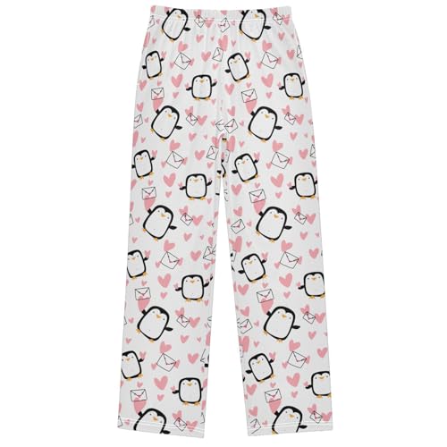 Boy's Pants Heart Penguin Love Letter Jogger Pants Elastic Waist Long Bottoms Trousers with Pockets 6-14 Years
