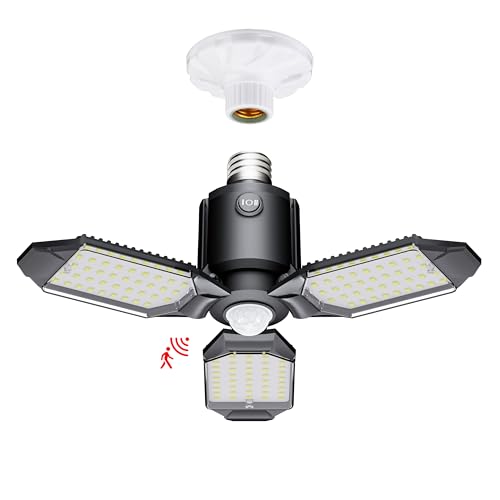 Motion Sensor Garage Light, 80W Motion Activated LED Shop Light for Stairway, Workshop, Basement (1Pack) Screw in 1 Pack