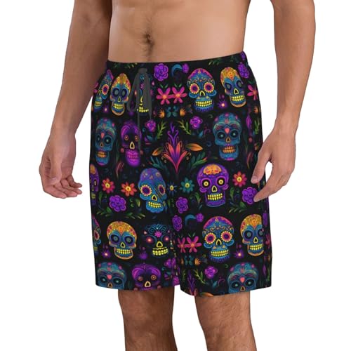 Neon Sugar Skull Men's Quick Dry Swim Trunks Summer Beach Board Shorts Swimming Swimwear2