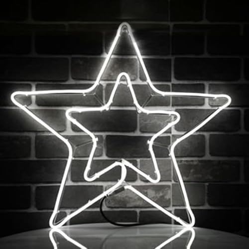 Grande étoile de Noël LED à suspendre avec crochets, 360 lumières LED pour décorations de Noël en plein air, jardin, balcon, double lumière blanche (étoile blanche)