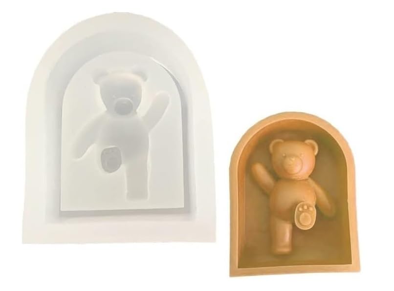 FirstTry Kick Bear Candle Mold I 3D Cute Little Bear Arch Door Frame Gypsum Silicone Mould I for DIY Handmade Ornament Chocolate, Cake Décor, Aromatherapy, Soap, Resin Art Craft Home Decoration-image-21