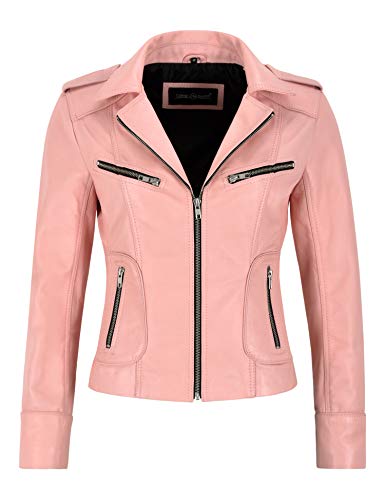 Veste en cuir haut de gamme pour dame en peau d'agneau rose