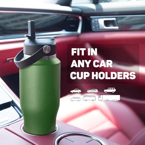Image of 32oz Water Bottle Insulated with Straw,Leak Proof Water Bottles，Mens Water Bottle Stainless Steel for Gym,Hiking,Travel，Sport,1 Liter,Bpa free