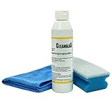 CleanglaS Glasreinigungspolitur CG7 | Kratzfreie Reinigung und Pflege von Glas | Glasreiniger | Duschkabinen-Reiniger | Glas-Politur | Kalkentferner Dusche Stark | Scheibenreinigungspolitur | 250ml