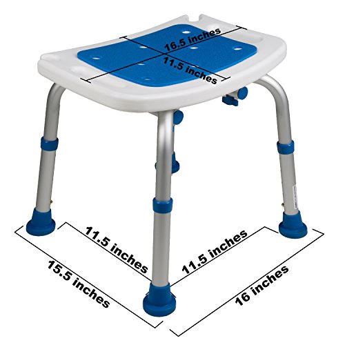 PCP Bathroom Bench Shower Chair Safety Seat, Adjustable Grip Traction, Portable Medical Senior Aid, Foam Padded