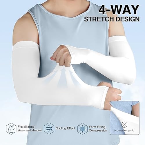 Image of TRENDMALLS Arm Sleeves, Cooling UV Sun Protection Sports Compression for Men /Women /Kids