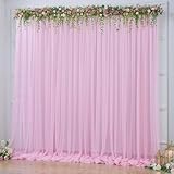 10x10ft Baby Pink Tulle Backdrop Curtain for Parites, Sheer Backdrop Curtains for Wedding Baby Shower Birthday Party Photo Shoot Decorations
