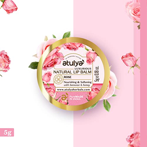 Atulya Rose Natural Lip Balm with Bees Wax & Honey | Nourishing Lip Balm for Soft Lips | Lip Balm for Velvety Lips | Unisex Formula - Image 3