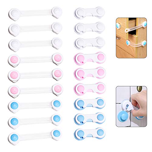 Cerraduras de seguridad para niños,18 unidades,cerraduras de seguridad para niños,armarios de seguridad para niños,armarios de seguridad para bebés,cajones,(azul, blanco, rosa)