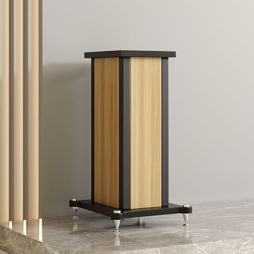 Coppia di supporti universali per altoparlanti, robusti supporti audio per audio surround home theater, base riempita di sabbia centrale, finitura in noce (28 x 22 x 60 cm)