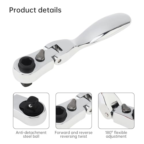 Omninmo Mini Ratchet Wrench Screwdriver Chrome Vanadium Steel 72 Teeth 2 in 1 Socket Batch Head Quick Wrench - Image 2