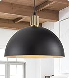 Karjearl Black Pendant Light Fixtures, 11.8" Modern Farmhouse Pendant Light Industrial Dome Hanging