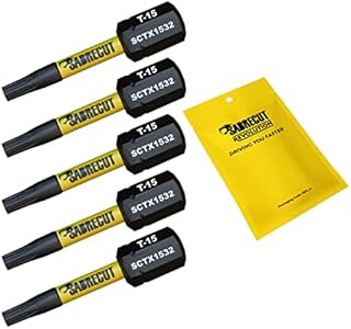 5 x SabreCut SCTX1532_5 32mm T15 TX15 Magnetic Impact Screwdriver Driver Bits Set Torx Heavy Duty Compatible with Dewalt Milwaukee Bosch Makita and More