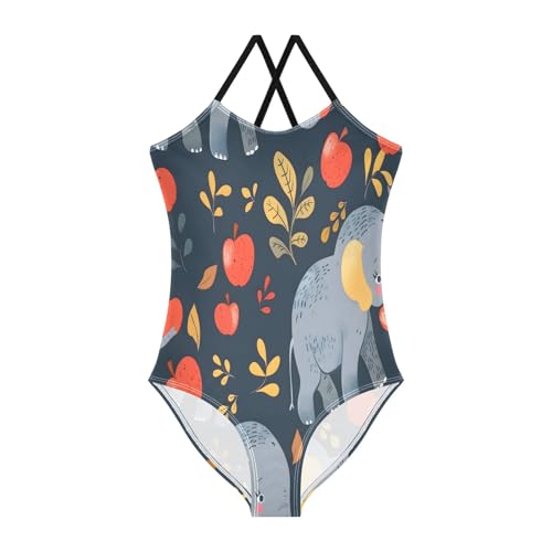 Elephants and Apples Girls One-Piece Swimsuit Beach Bathing Suit