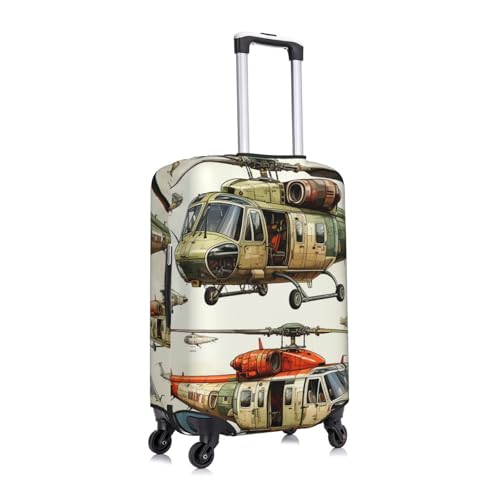 Helicopters Aviation Cartoon aircraft Vintage Elastic Travel Luggage Cover Travel Suitcase Cover for Trunk Case 19''-32'' Luggage Protective Cover3