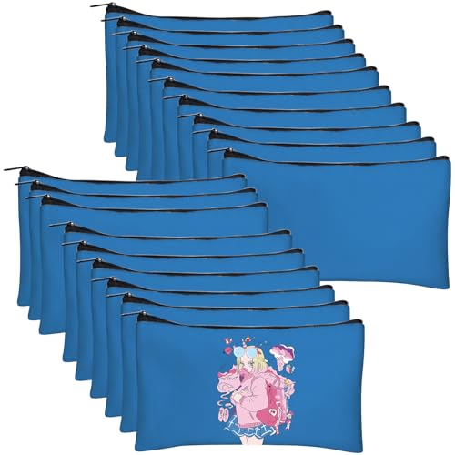 Legigo Bolsa de lona para manualidades, estuche de maquillaje en blanco, bolsa de lona para lápices, bolsa de cosméticos de lona multiusos para viaje, bolsa de aseo de lona con cremallera, 8.3 x 5