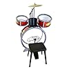Bontempi 51 4504 drumstel: bastrommel Ø 385 mm met pedaal. 2 kleine trommels Ø 170 bekken Ø 210 mm. 2 slagstokken. Echte geluiden. Incl. kruk. Afmetingen: 500 x 500 x 680 mm.