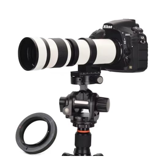 JINTU 420-800mm Teleobjetivo Cámara Zoom Lentes F/8.3-16 Manual MF para Canon Nikon DSLR Cámaras Digitales, Aleación de Aluminio