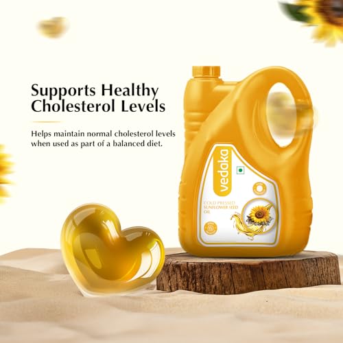 Image of Amazon Brand - Vedaka Cold Pressed Sunflower Oil 5L | Suitable For Cooking & Frying | Contains Mufa & Omega - 6 Pufa | Contains Natural Antioxidants And For All Types Of Cuisines