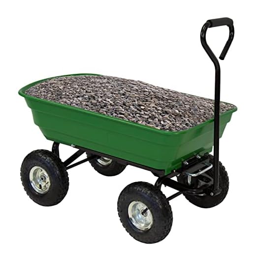 Kinsuite Garden Dump Cart Wagon Carrier Wheelbarrow Yard Tools Dumper Rugged Wide-Track Tires Utility Lawn Wagon