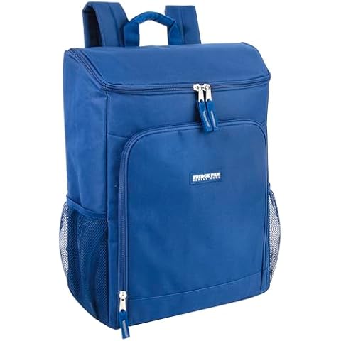 Insulated Cooler Backpack Food Delivery Bag with Drink Cup Holders, Pocket | Soft Sided Backpack Cooler Insulated Leak Proof 30 Can Travel Cooler Bag for Groceries, Camping, Beach (Navy Blue) Cover