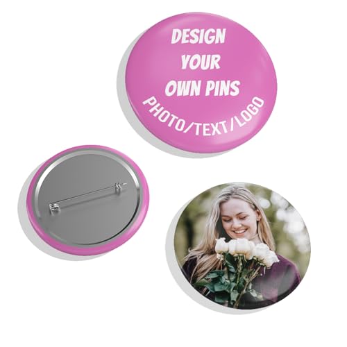 Custom Metal Badges with Photo/Text/Logo - Personalized Pins for Weddings, Parties, Corporate Events & Gifts