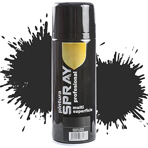 Etrexonline Pintura Spray Multicolor Profesional 400ml, Adecuado Metal Madera y Plástico - Color Negro Mate (Paquete de 1)