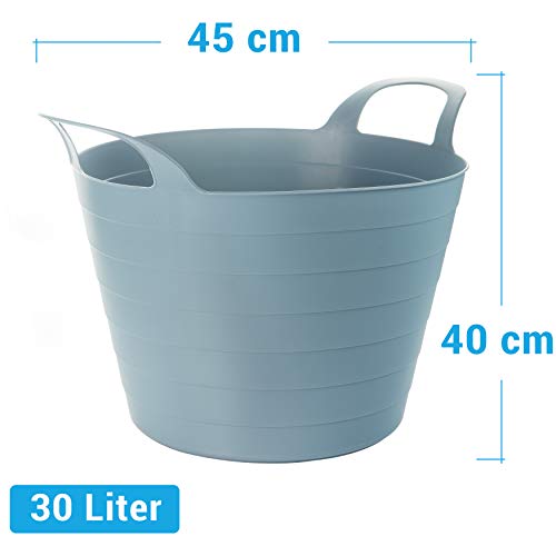 Flexi Wäschekorb 3er Set – Flexible Wäschewanne 30L aus Kunststoff – Robuster Wäschesammler mit Griffen – Universal Aufbewahrungskorb für Haushalt & Bad – Made in EU, 3 Farben