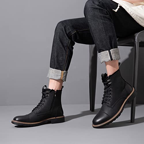 Image of Vostey Mens Boots Motorcycle Casual Boots for Men Zipper Fashion Chukka Boots Mens