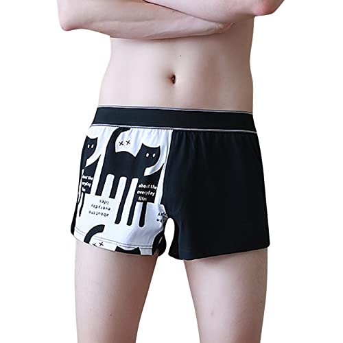 Generisch Calzoncillos tipo bóxer para hombre, calzoncillos de hilo de hielo, ropa interior de moda Ride Up, Negro , XL
