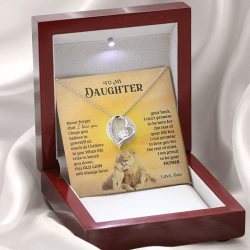 Beautiful Gift for Daughter From Dad - 'Never Forget That I Love You' Necklace - 14K White Gold Finish With Inspirational Message Card and Luxury Box2