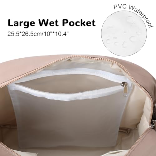 20L Puffer Gym Duffel Bag for Women, Small Weekender Bag for Travel, Brown4