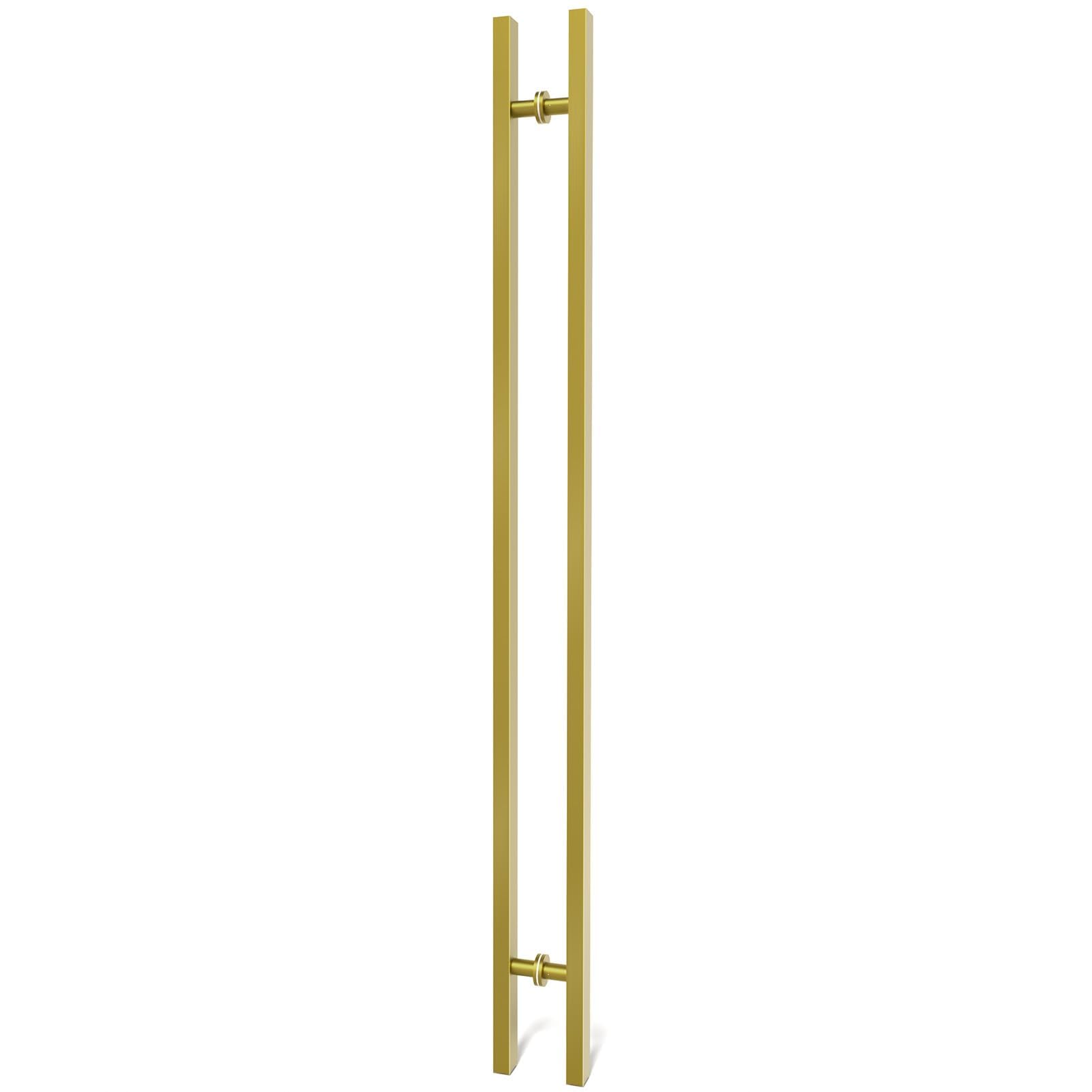 Photo 1 of LVYIHAN Titanium Gold Square Barn Door Handles 12"/16"/18"/24"/36"/48"/59'', Pull Push Long French Door Handle Double Sided, Large Front Exterior Shower Door Pull Handles